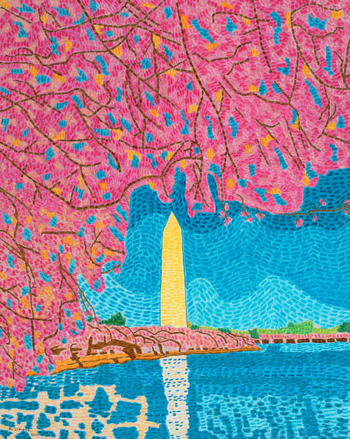 Washington Monument with Cherry Blossoms